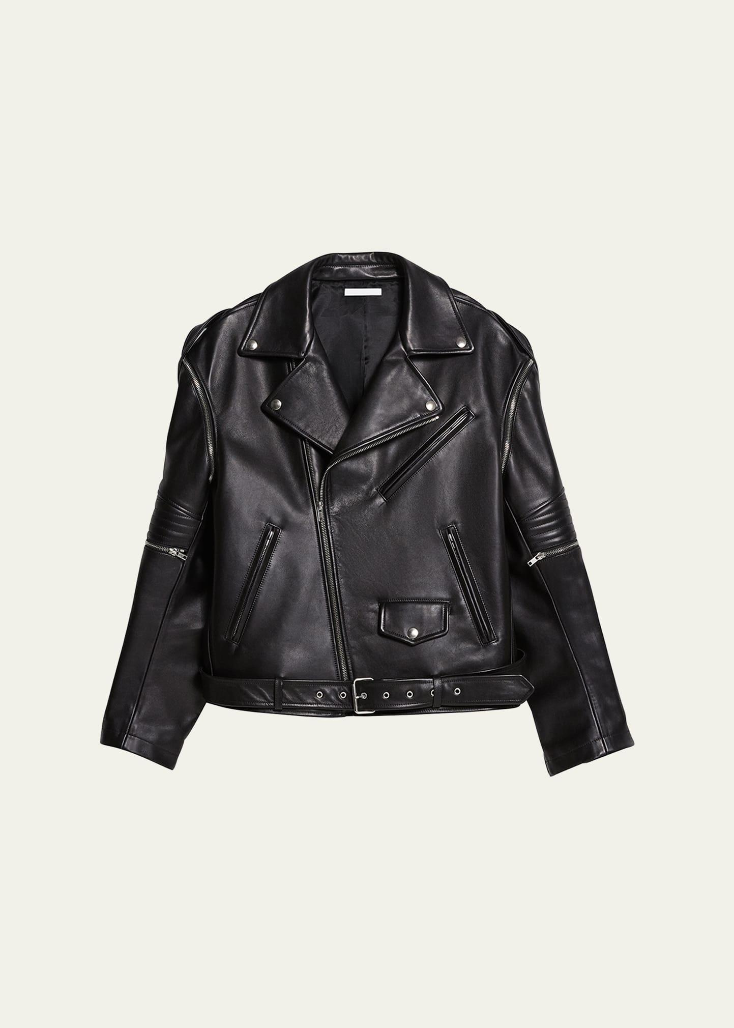 Mens Astro Leather Biker Jacket Product Image