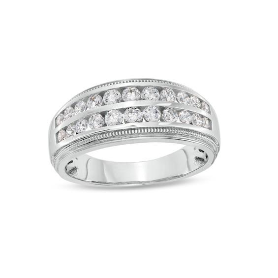 Men's 1 CT. T.w. Certified Lab-Created Diamond Double Row Band in 14K White Gold (F/Si2) Product Image