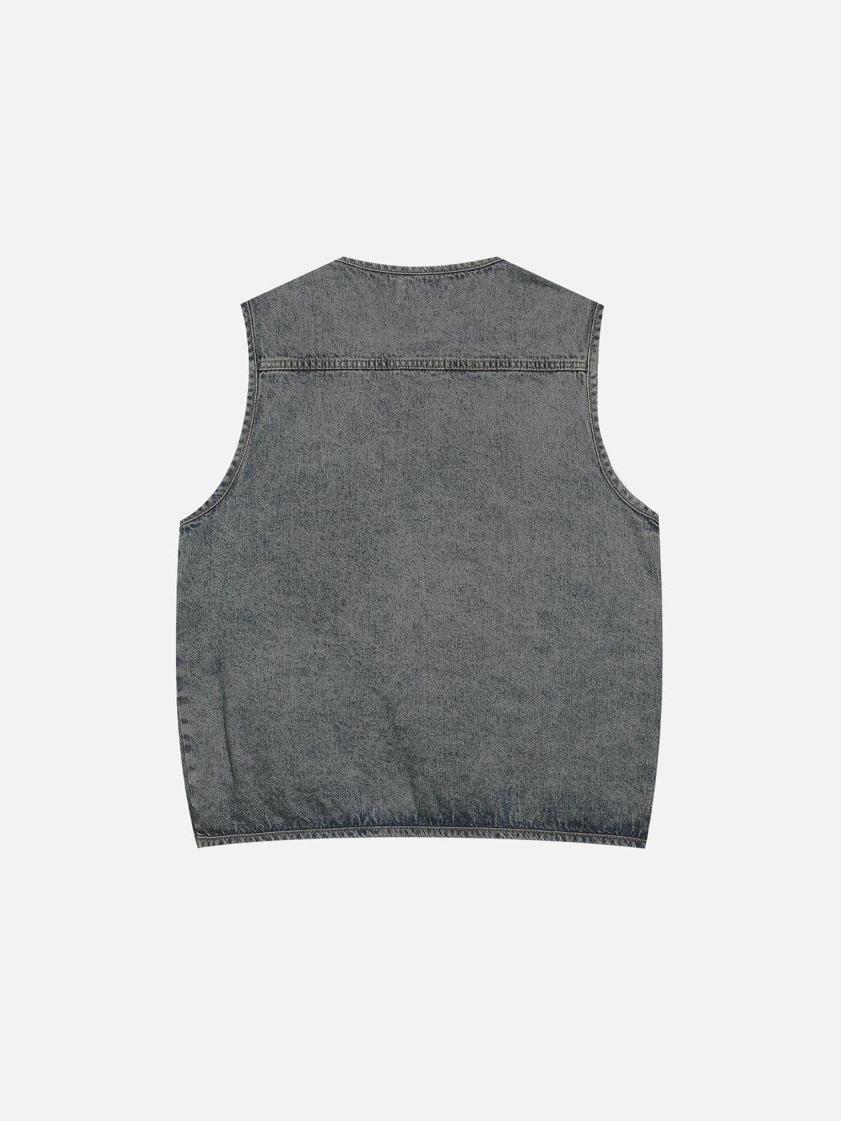 Aelfric Eden Zip Up Washed Denim Vest Product Image