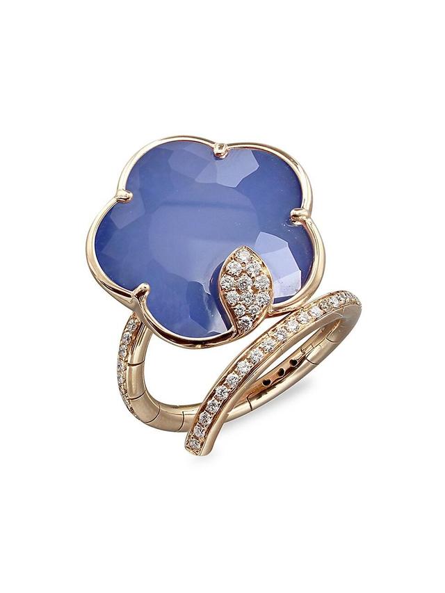 Womens Joli 18K Rose Gold, Lapis Lazuli Doublet & Two-Tone Diamond Wrap Ring Product Image