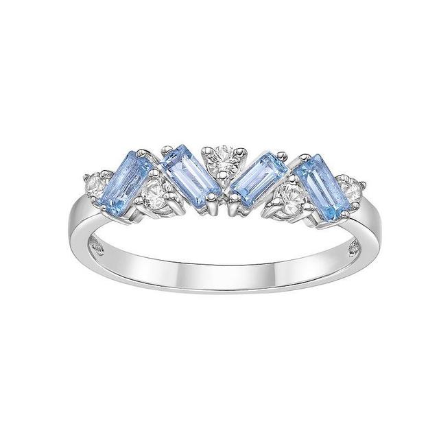 Gemminded Sterling Silver Blue Topaz & Lab-Created White Sapphire Ring, Womens Product Image