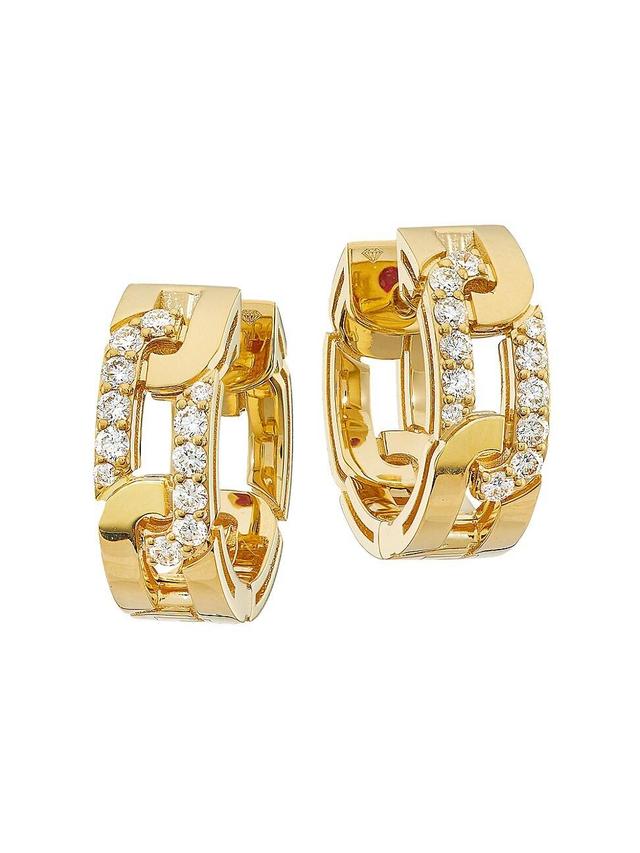 Womens Navarra 18K Yellow Gold & 0.29 TCW Diamond Huggie Hoop Earrings Product Image