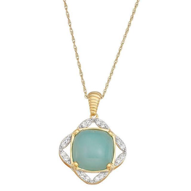 Jewelexcess Chalcedony & White Topaz 14k Gold Over Silver Pendant Necklace, Womens 14k Gold Plated Product Image