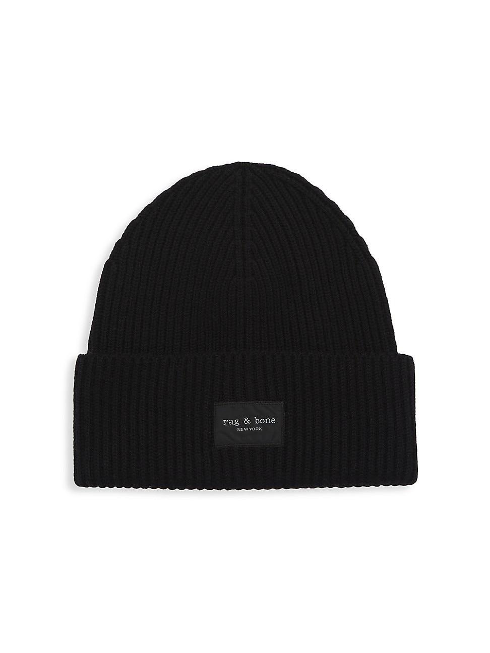 rag & bone Blake Logo Patch Wool Blend Rib Beanie Product Image