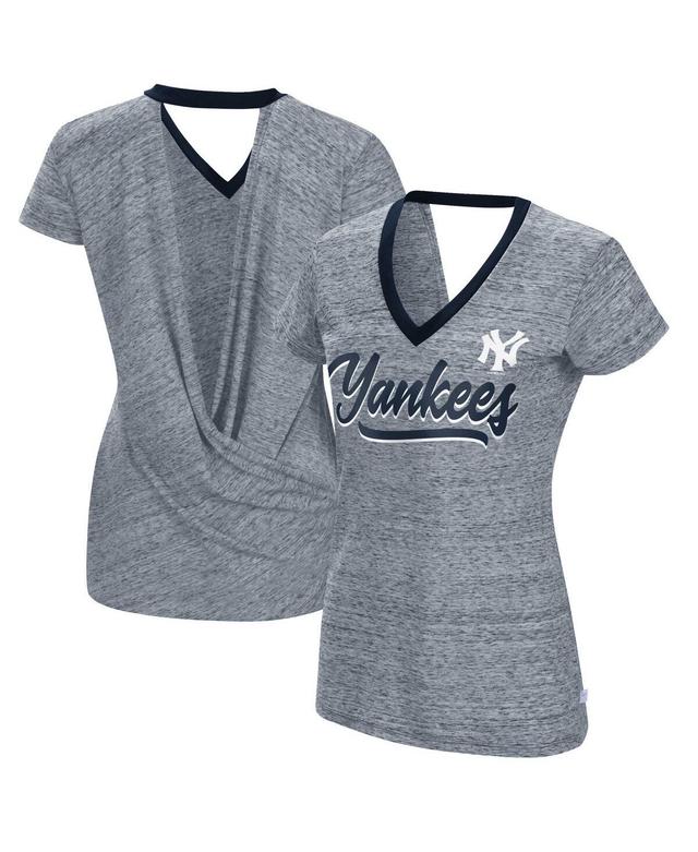 Womens Touch Navy New York Yankees Halftime Back Wrap Top V-Neck T-shirt Product Image