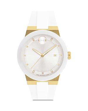 Men's Movado BoldÂ® Fusion Two-Tone IP Ceramic White Strap Watch with White Dial (Model: 3600899) Product Image