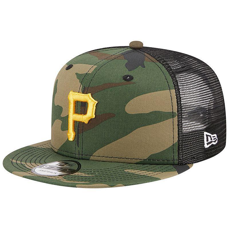 Mens New Era Camo Pittsburgh Pirates Woodland Camo Trucker 9FIFTY Snapback Hat Product Image