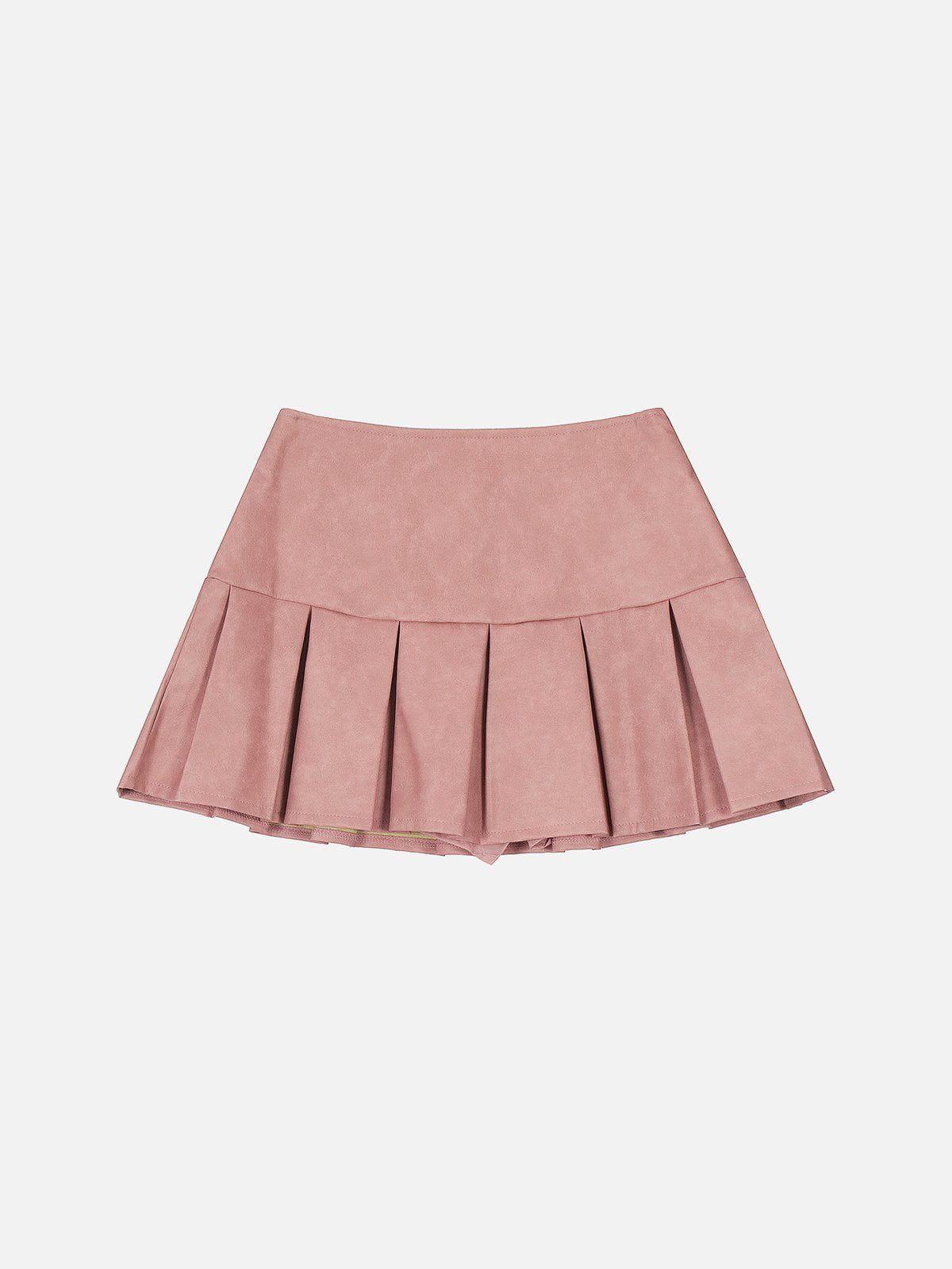 Aelfric Eden Embroidery Bow Faux Leather Skirt Female Product Image