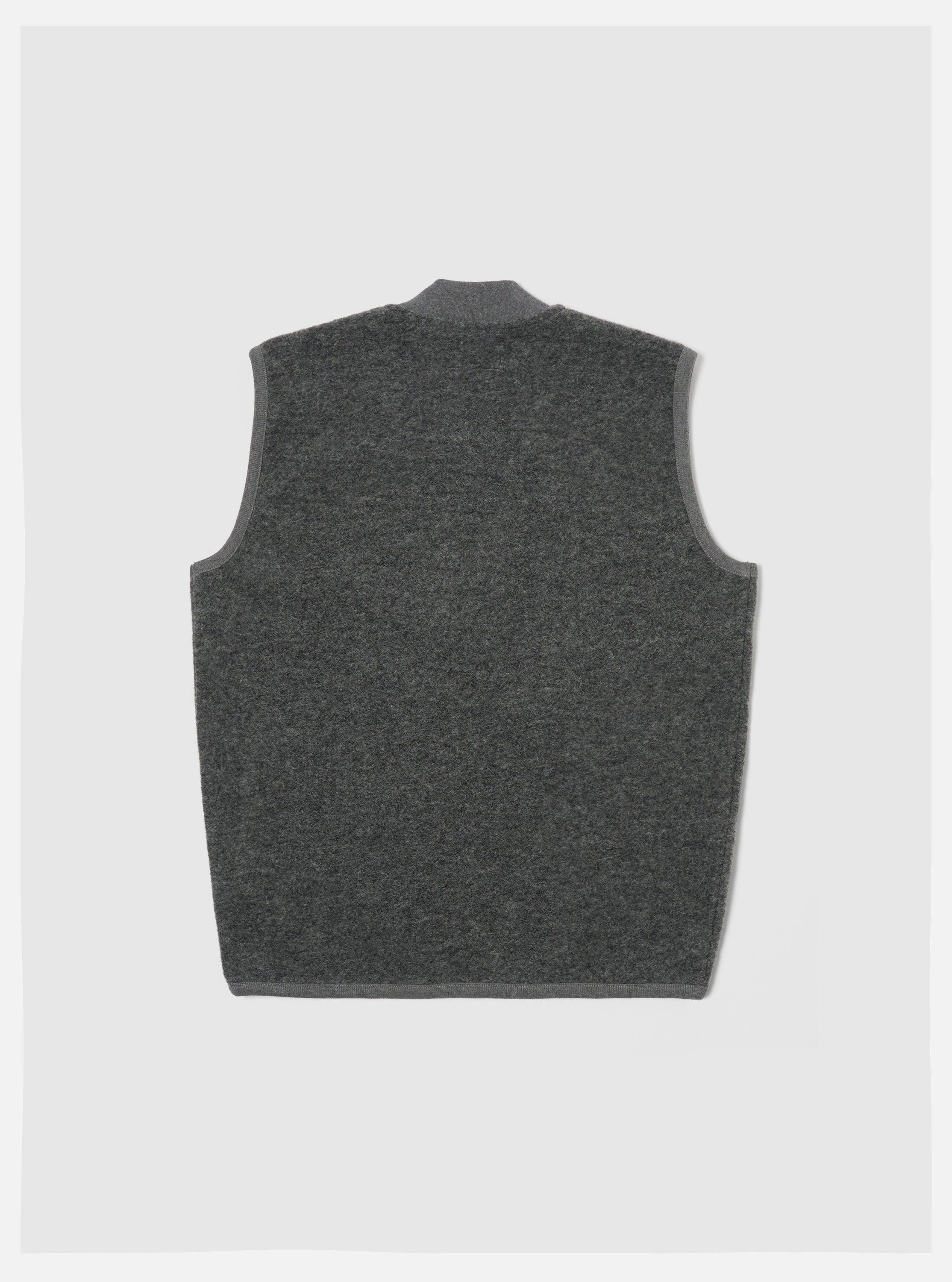 Universal Works Zip Waistcoat in Grey Marl Wool Fleece Product Image