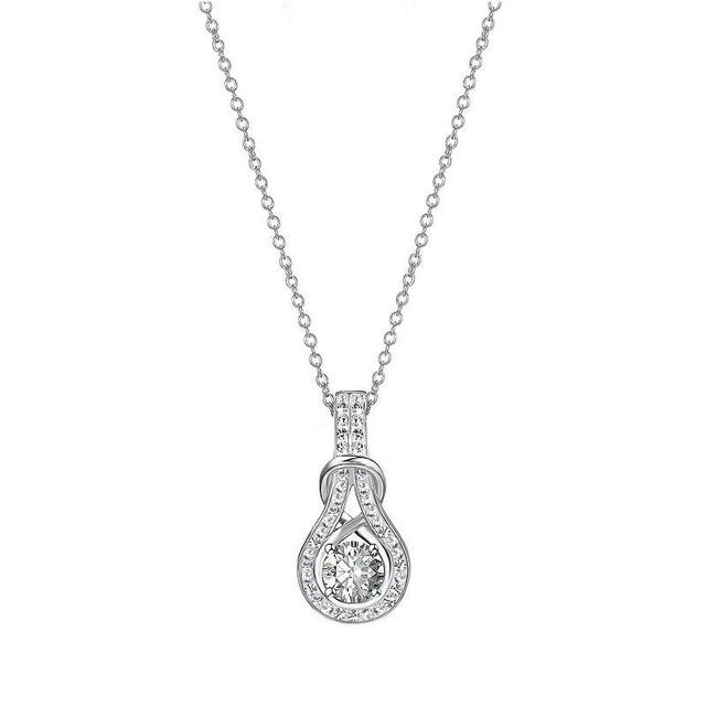 Chrystina Fine Silver Plated Cubic Zirconia & Crystal Knot Teardrop Pendant Necklace, Womens Silver Tone Product Image