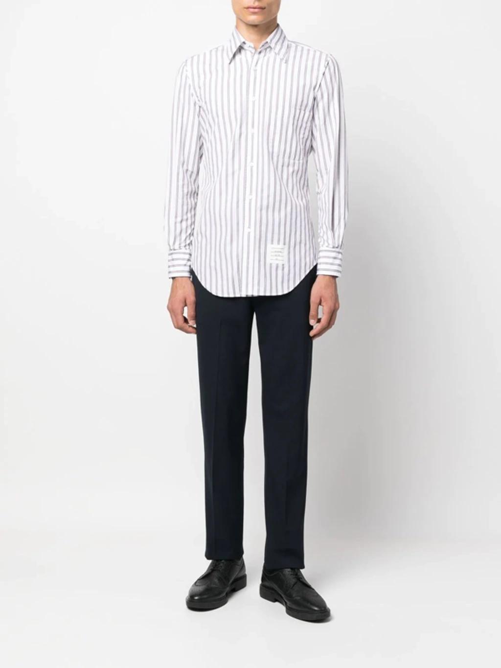 Logo-patch Striped Shirt In White Product Image