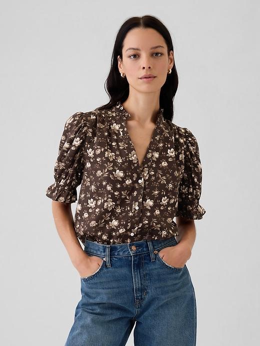 Floral Puff Sleeve Shirt Product Image