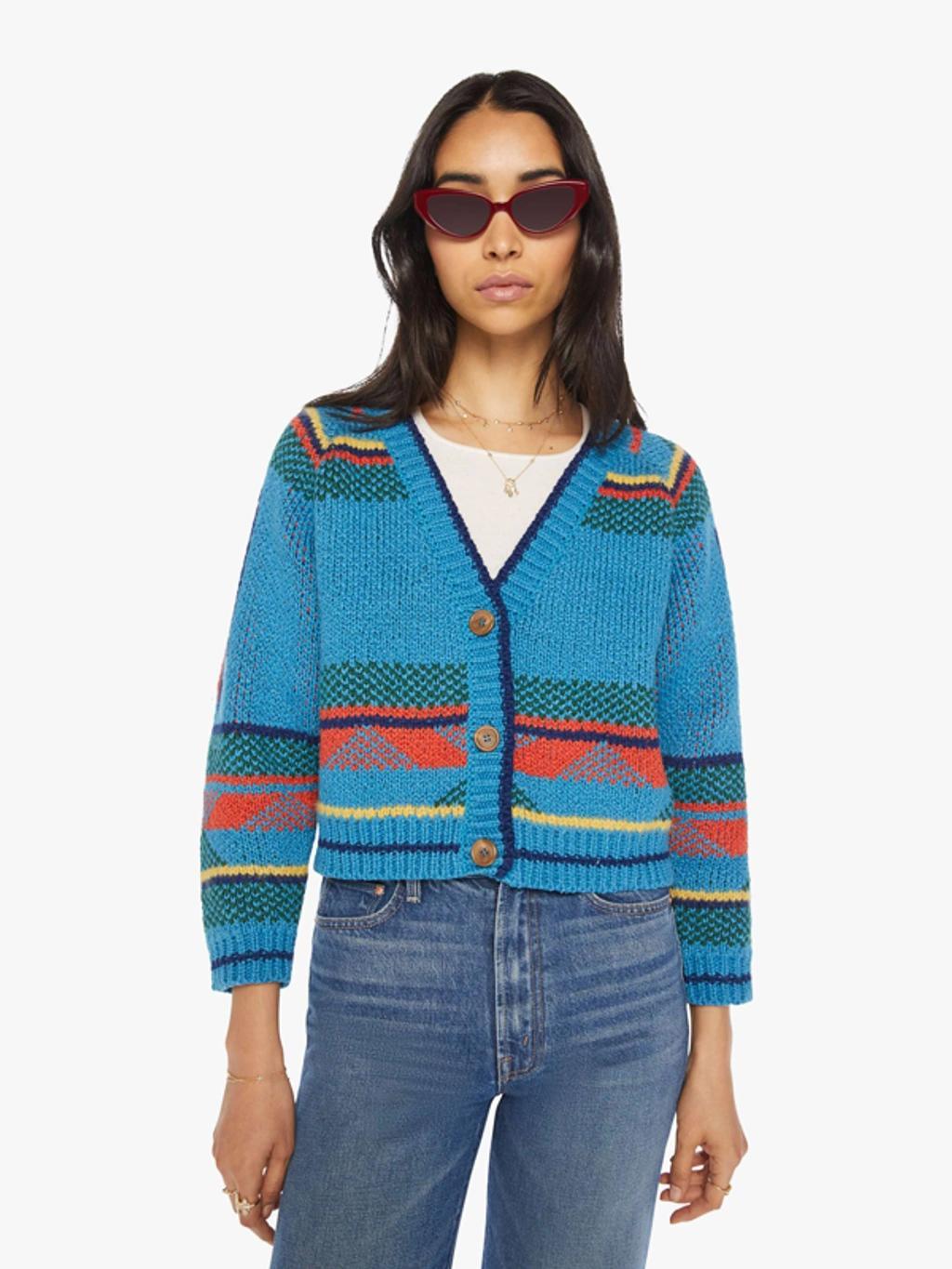 The Raglan Crop Cardigan Oh You Pretty Thing Dazzling Sweater In Blue Product Image