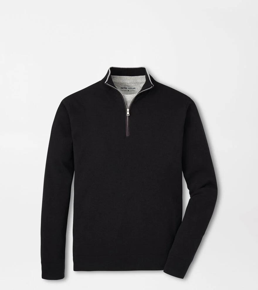 Peter Millar Mens Excursionist Flex Quarter-Zip Sweater | Color: Black | Size: S Product Image