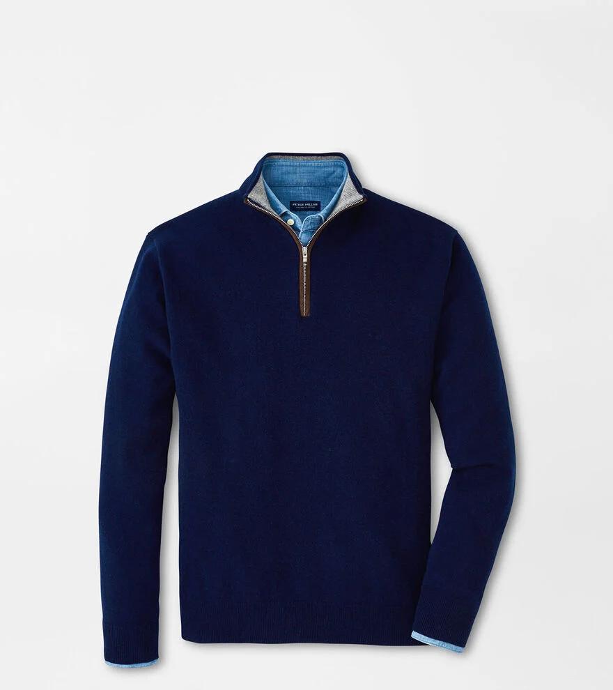 Peter Millar Mens Artisan Crafted Cashmere Flex Quarter-Zip | Color: Navy | Size: S Product Image