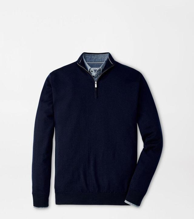 Peter Millar Mens Autumn Crest Quarter-Zip | Color: Navy | Size: 3XL Product Image