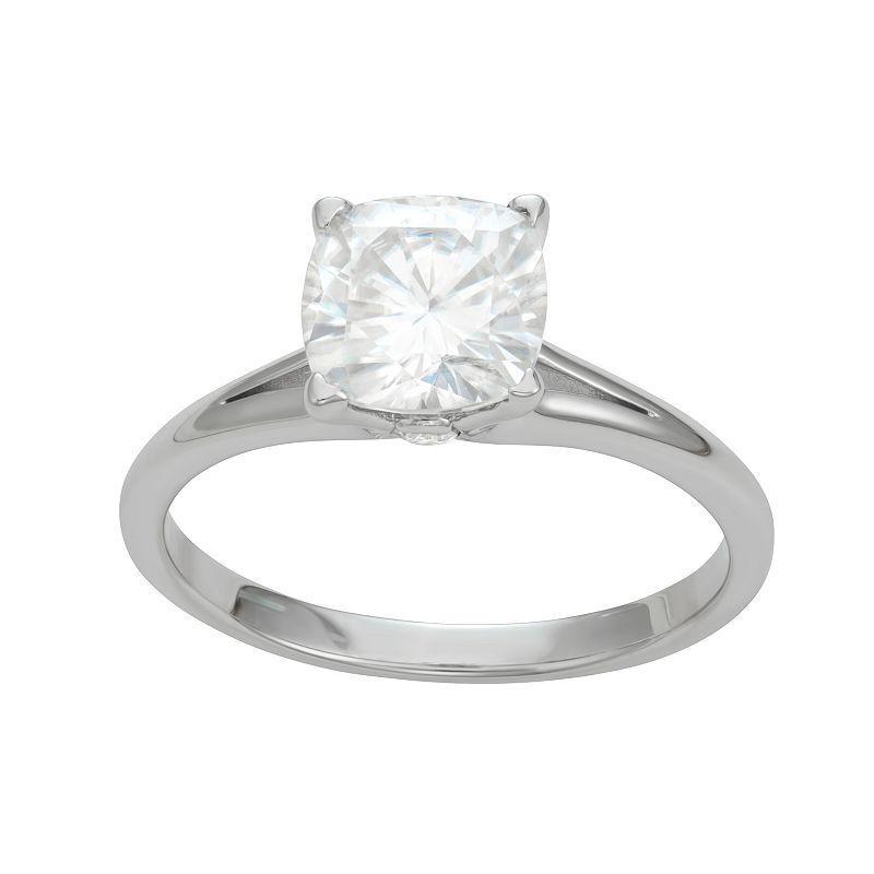 Charles & Colvard 2.06 Ct. T.w. Lab Created Cushion Cut Moissanite Solitaire Ring In 14K Gold, 8 Product Image