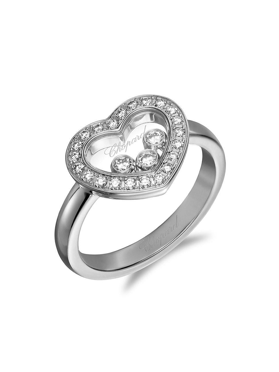 Womens Happy Diamonds Icons 18K White Gold & Diamond Heart Ring Product Image