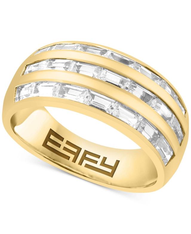 Effy Mens Zircon Baguette Three Row Band (3-1/3 ct. t.w.) in 14k Gold-Plated Sterling Silver Product Image