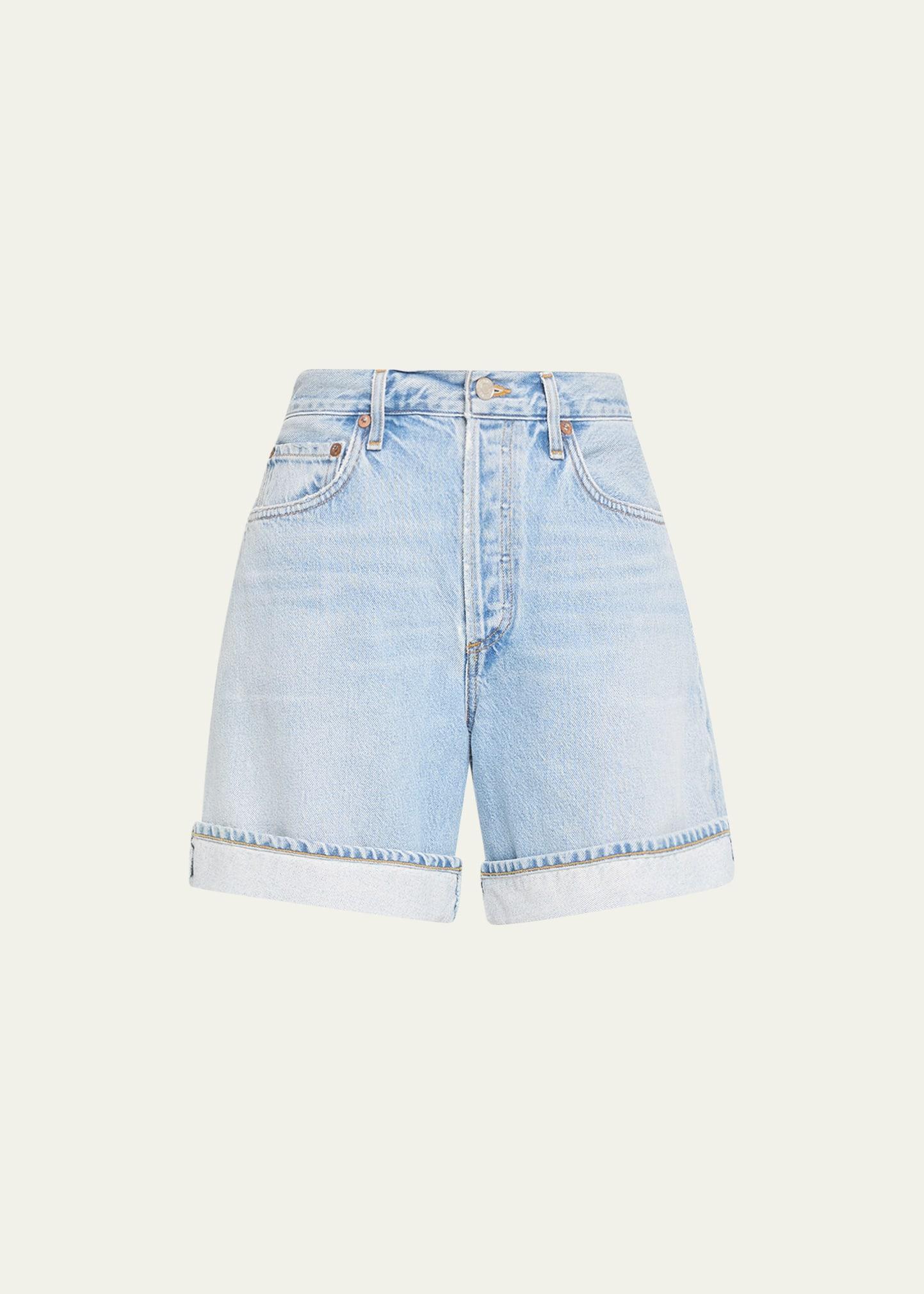 Damed Cuffed Denim Shorts Product Image