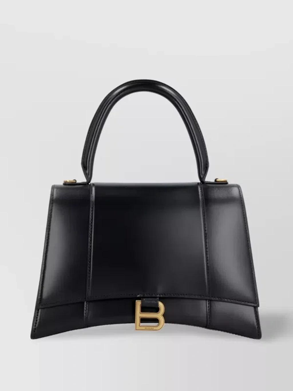 Hourglass Leather Tote In Black product image