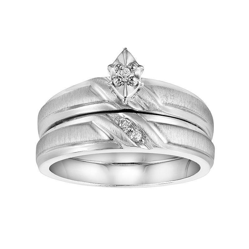 Love Always Diamond Accent Engagement Ring Set in Sterling Silver, Womens White Product Image