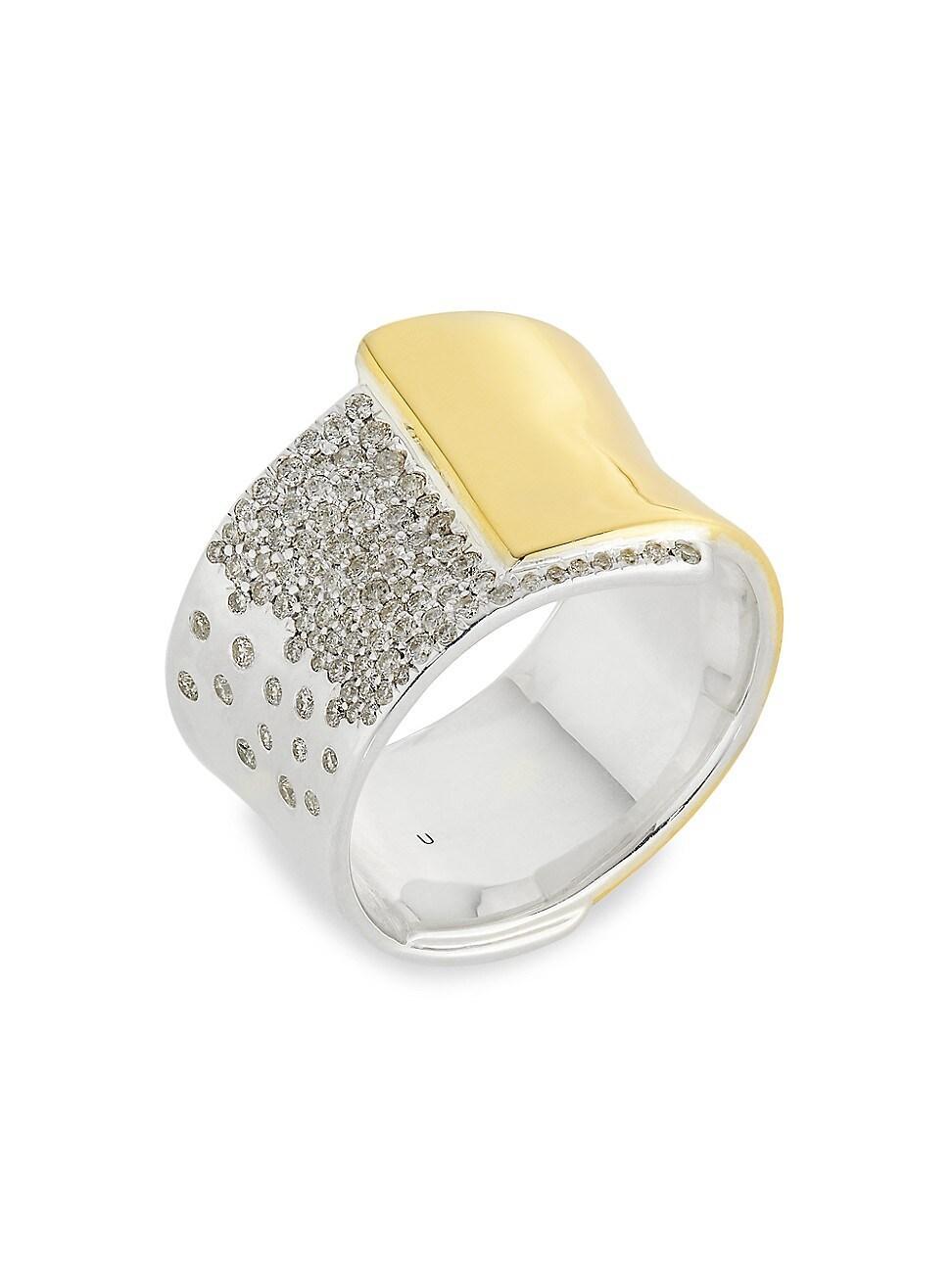 Ippolita 18K Yellow Gold & Sterling Silver Stardust Diamond Pave Wide Band Ring Product Image