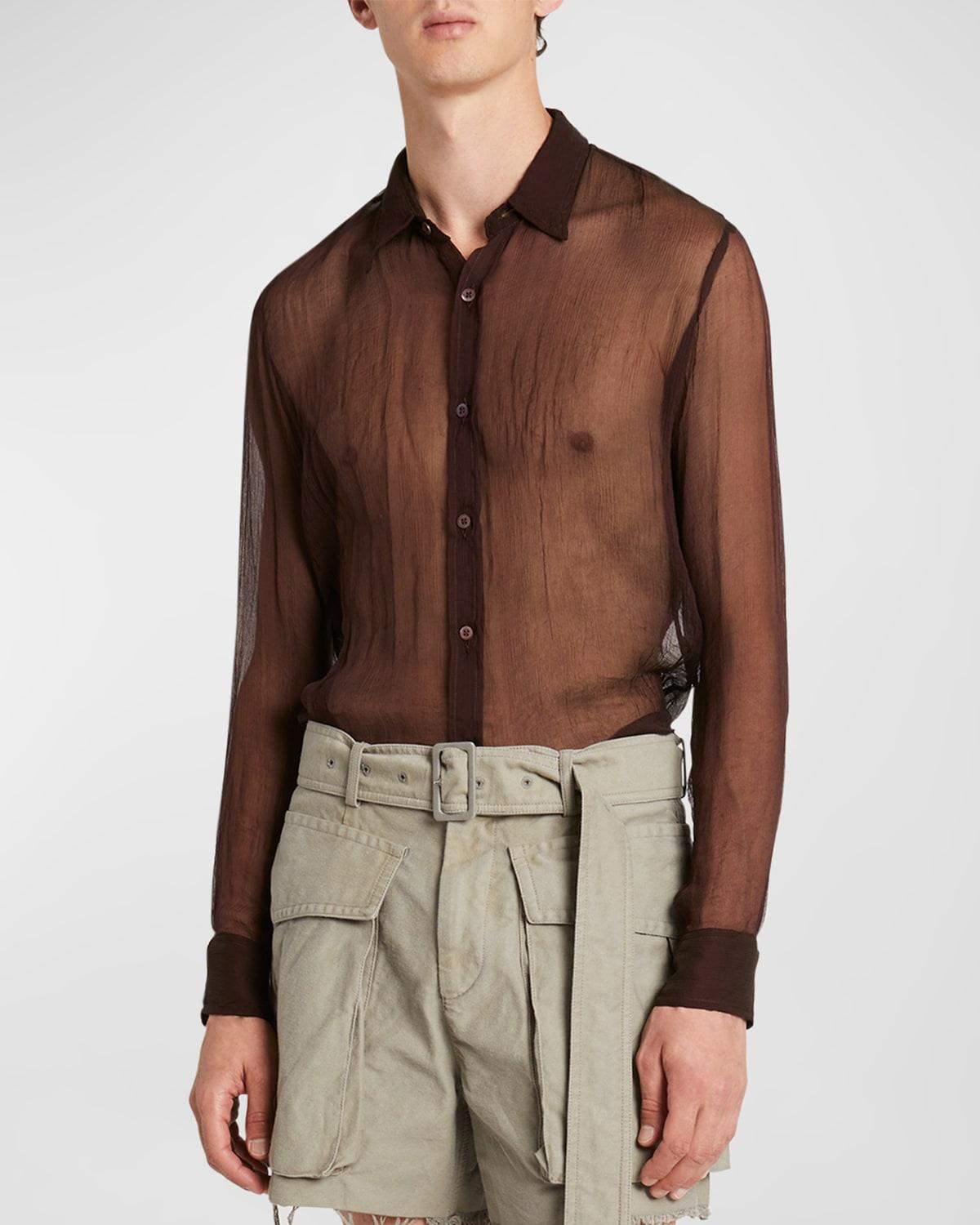 Mens Congreve Sheer Silk Button-Down Shirt Product Image