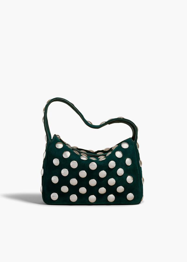 Small Elena Bag in English Green Suede with Studs Product Image