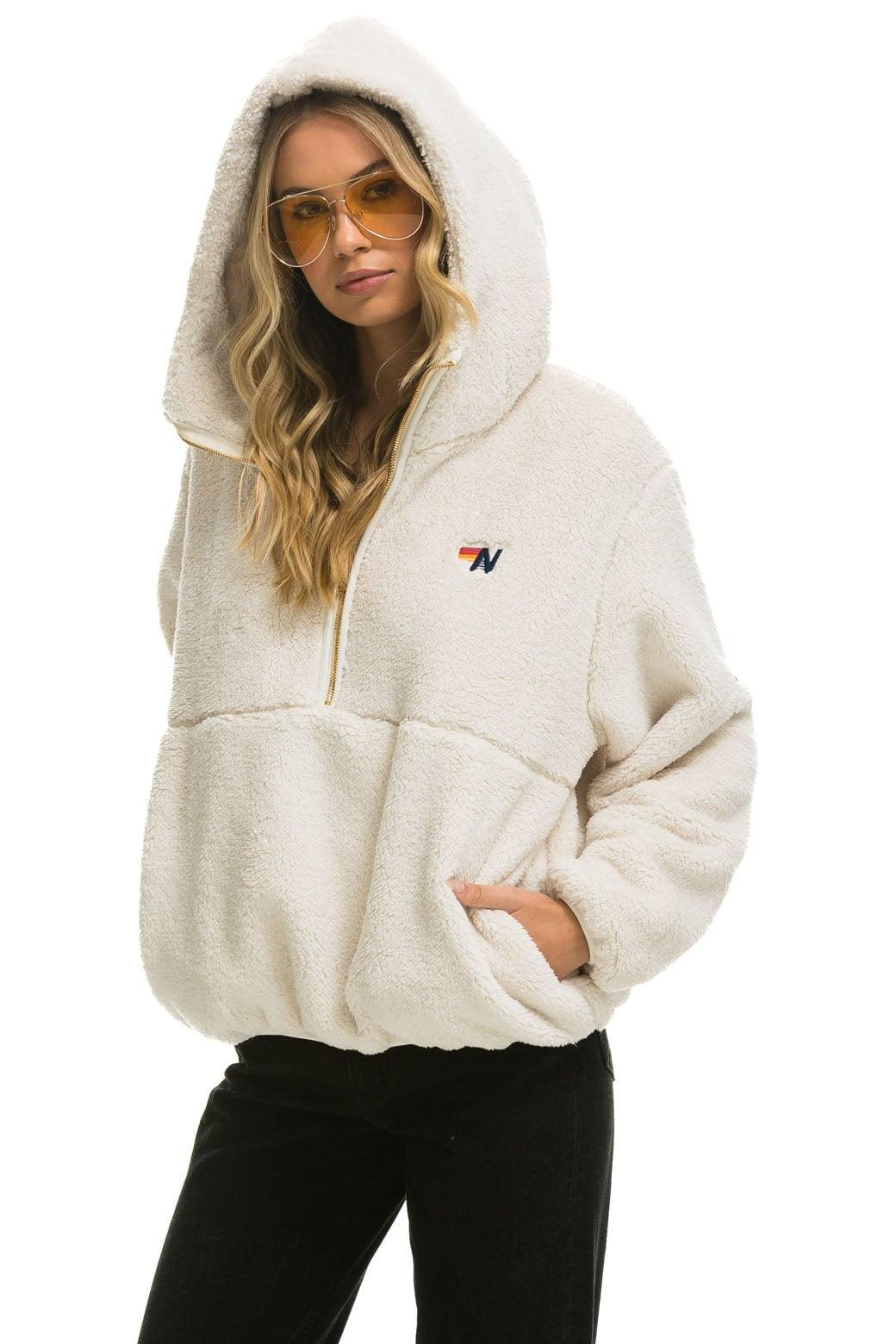 TEDDY APRES  HOODED HALF ZIP JACKET - VINTAGE WHITE Female Product Image