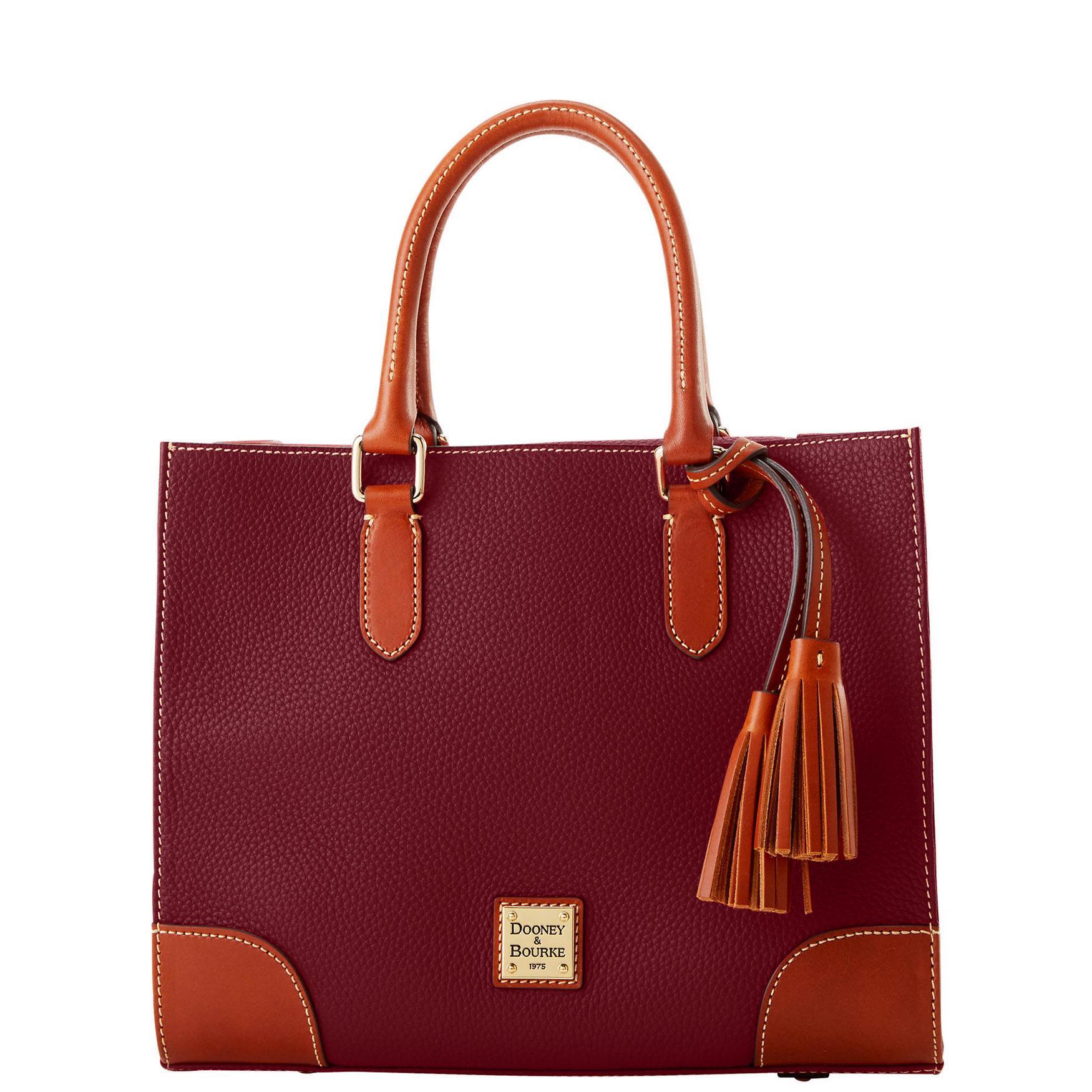 Dooney & Bourke Womens Pebble Grain Leather Satchel Bag in Bordeaux Product Image