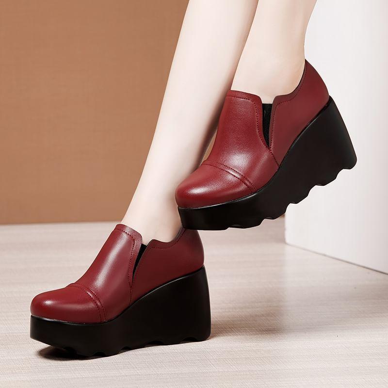 Platform Wedge Heel Loafers Product Image