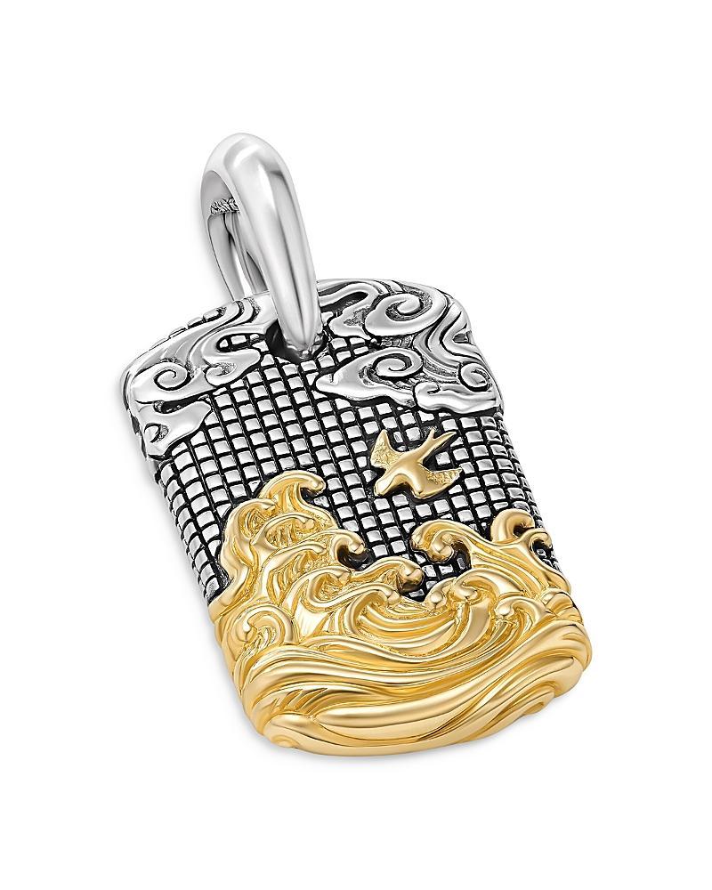 David Yurman Mens Waves Tag in Sterling Silver with 18K Yellow Gold, 27mm Product Image