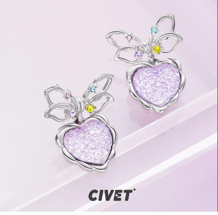 Bow Heart Alloy Drop Earring Product Image