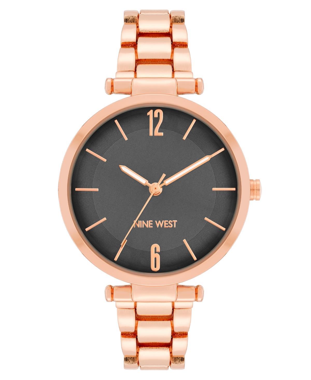 Nine West Womens Quartz Rose Gold-Tone Alloy Link Bracelet Watch, 36mm - Gray, Rose Gold-Tone Product Image