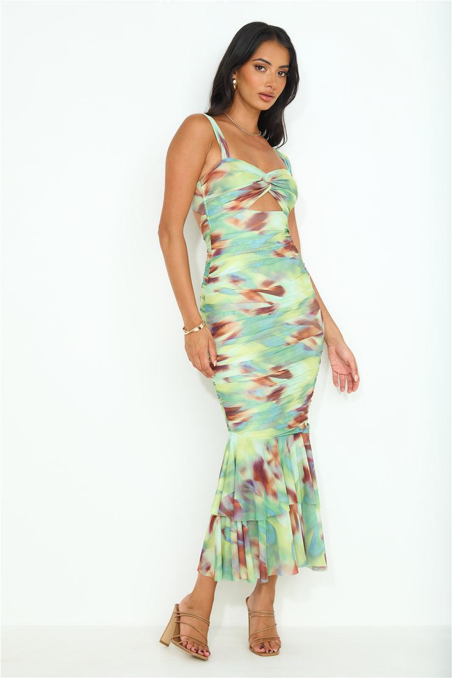 Cool With That Mesh Maxi Dress Green Product Image