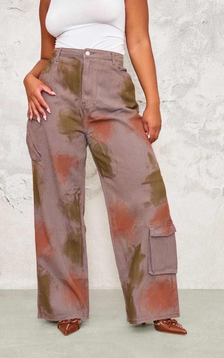 Plus Multi Cargo Wide Leg Jeans Product Image