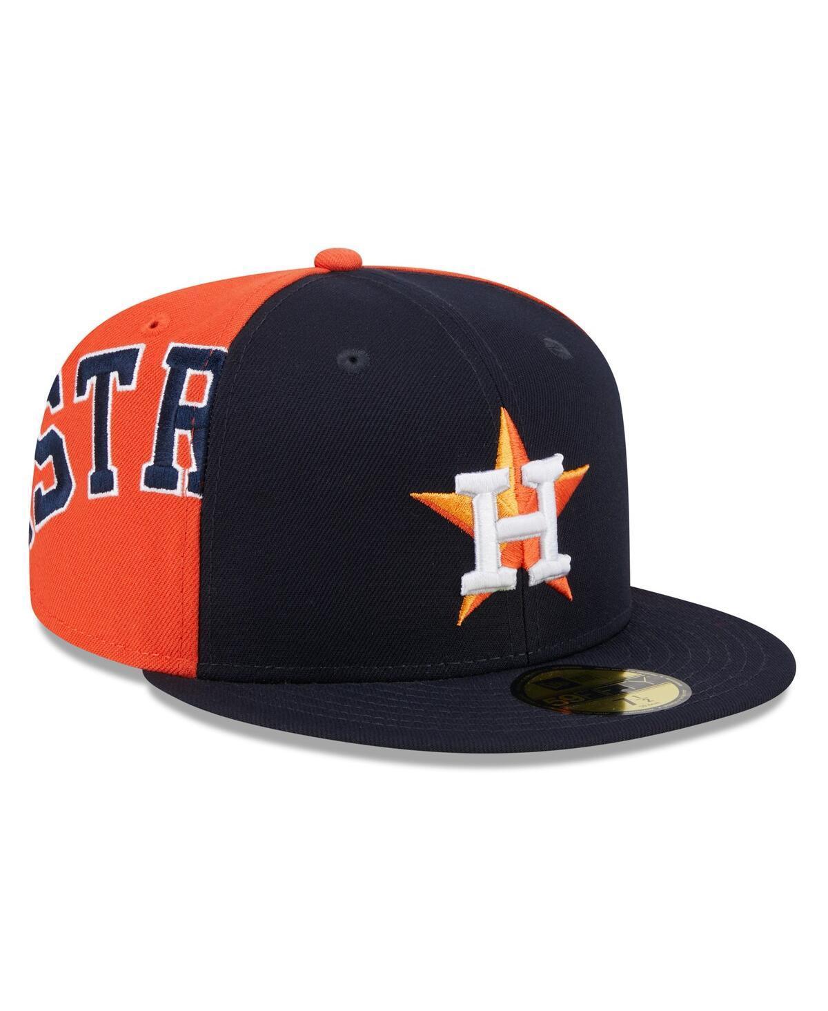 Mens New Era /Orange Houston Astros Gameday Sideswipe 59FIFTY Fitted Hat Blue Product Image