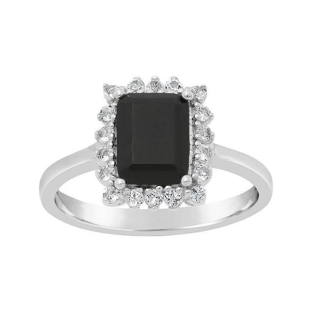 Gemminded Sterling Silver Onyx & White Topaz Ring, Womens Black Product Image