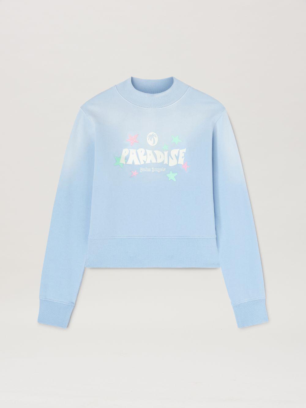 Paradise crewneck sweatshirt in  4103 baby blue - off white  - Palm Angels® Official  Product Image