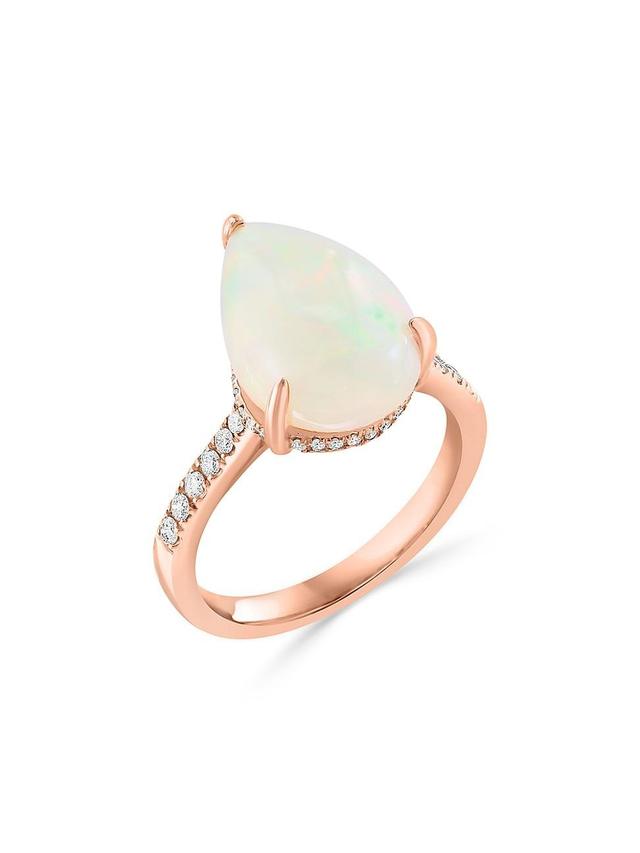 Womens 14K Rose Gold, Ethiopian Opal, & 0.23 TCW Diamond Ring Product Image