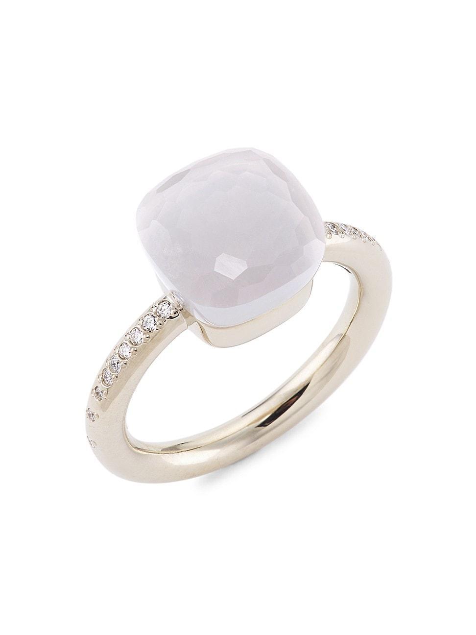 Womens Nudo Classic 18K White Gold, Milky Quartz & Diamond Ring Product Image