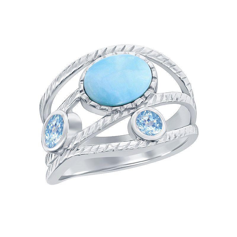 Sterling Silver Larimar Cz Ring - Blue Product Image