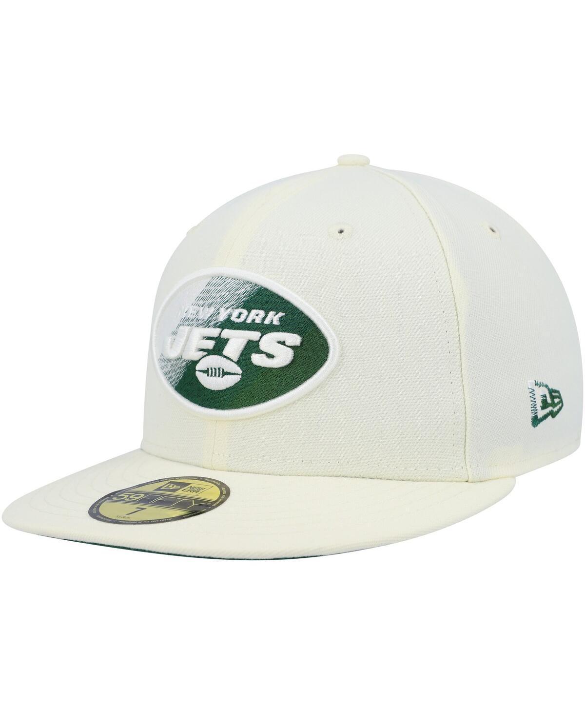 Mens New Era Cream New York Jets Chrome Color Dim 59FIFTY Fitted Hat Product Image