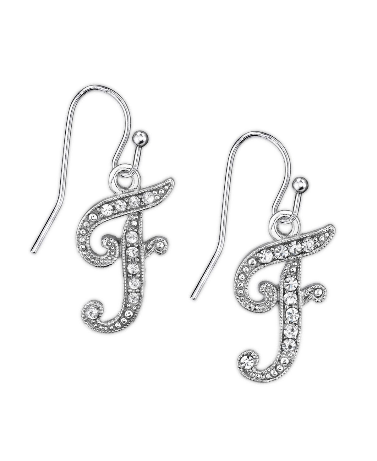 2028 Silver Tone Crystal Initial Wire Earring Product Image