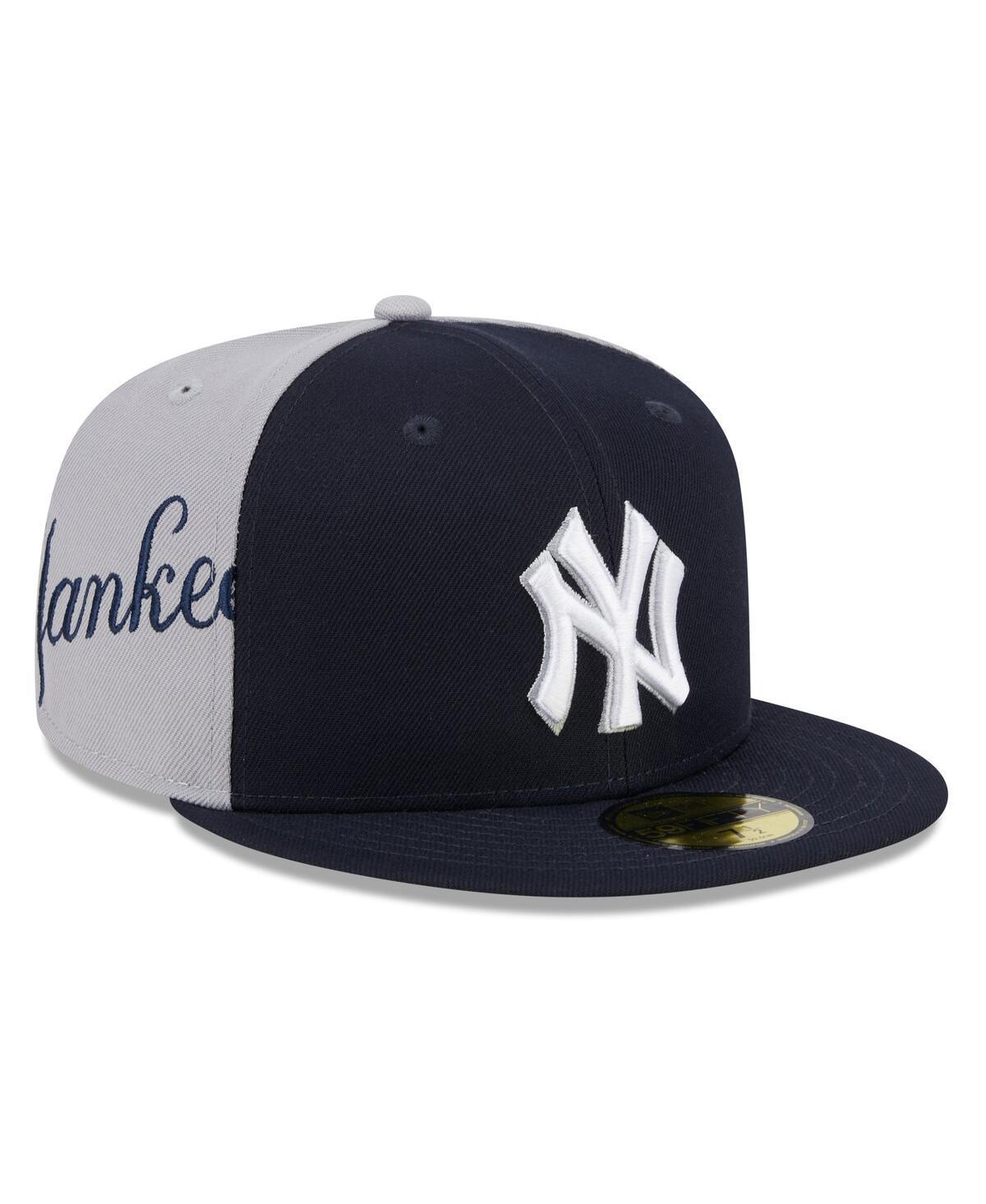 Mens New Era /Gray New York Yankees Gameday Sideswipe 59FIFTY Fitted Hat Blue Product Image