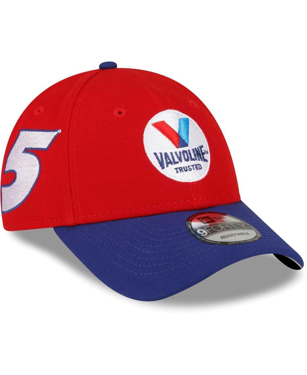 Mens New Era Red and Navy Kyle Larson 9FORTY Valvoline Big Number Snapback Adjustable Hat - Red Product Image