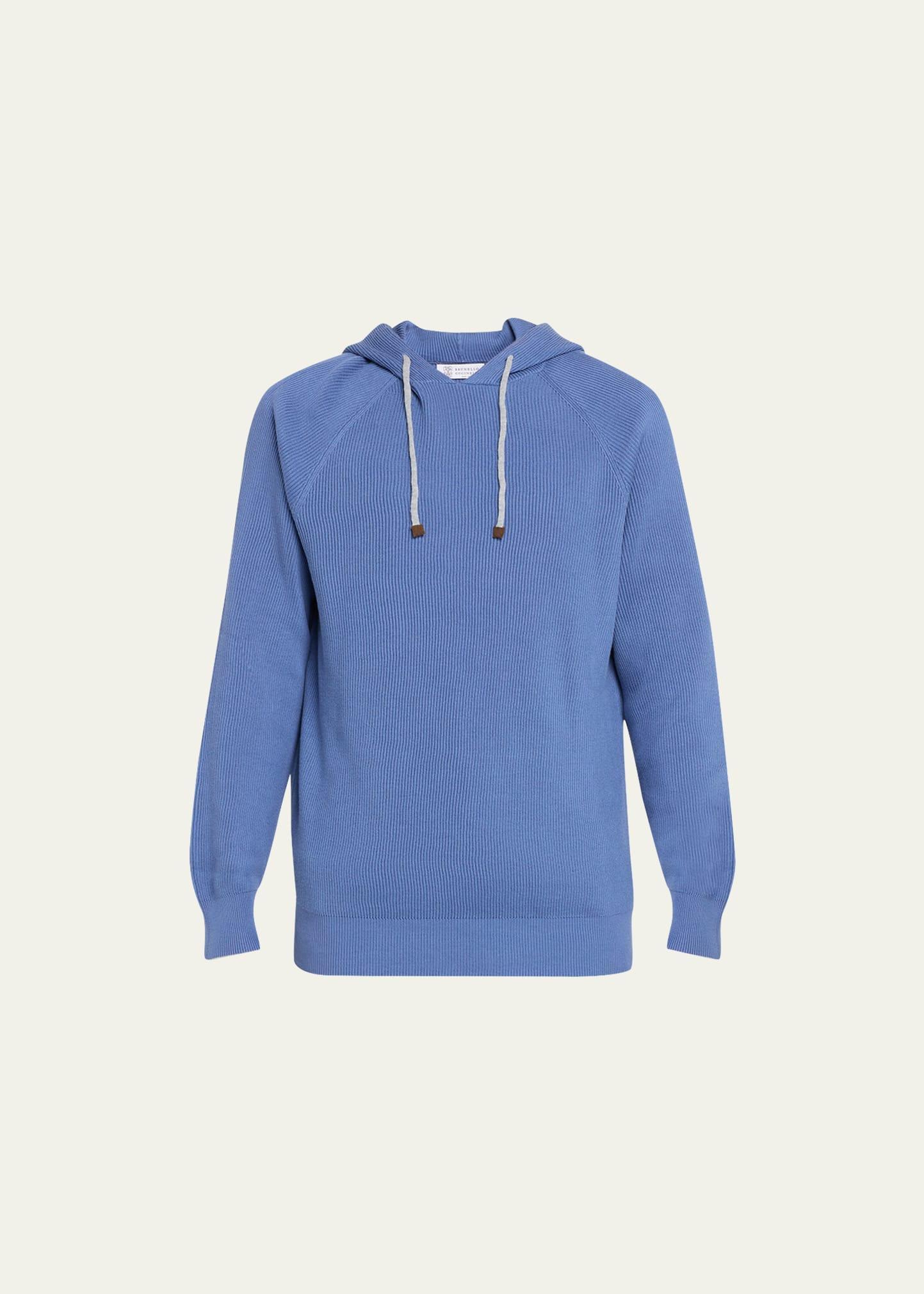 Mens Cotton Ribbed Pullover Hoodie Product Image