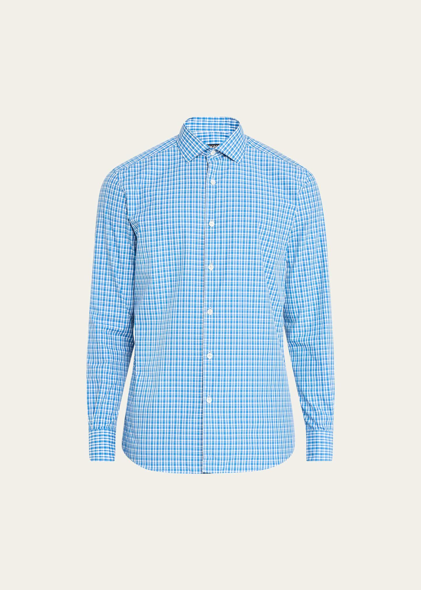 Mens Cotton Micro-Check Casual Button-Down Shirt Product Image