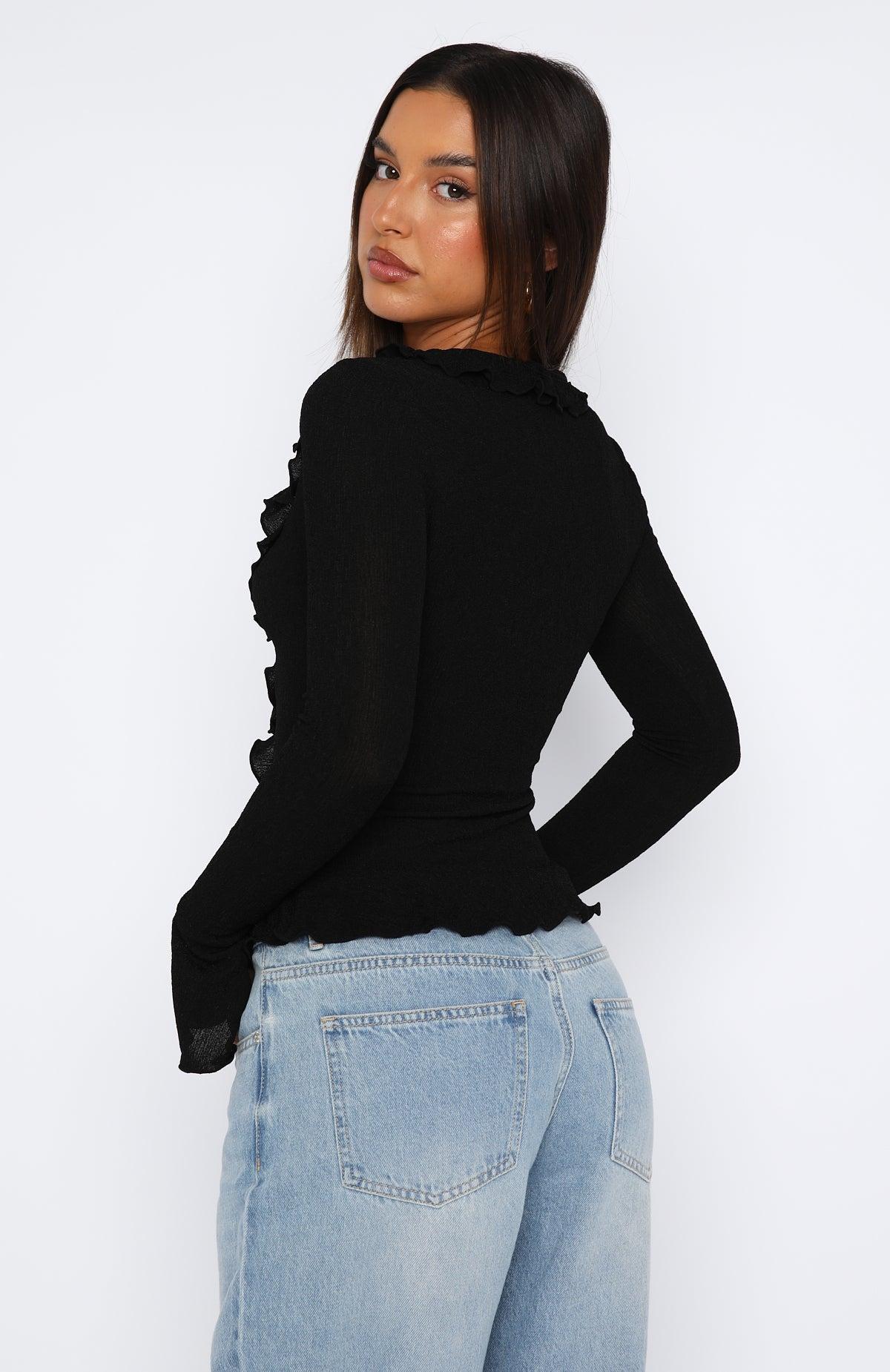 Feel My Love Long Sleeve Top Black Product Image